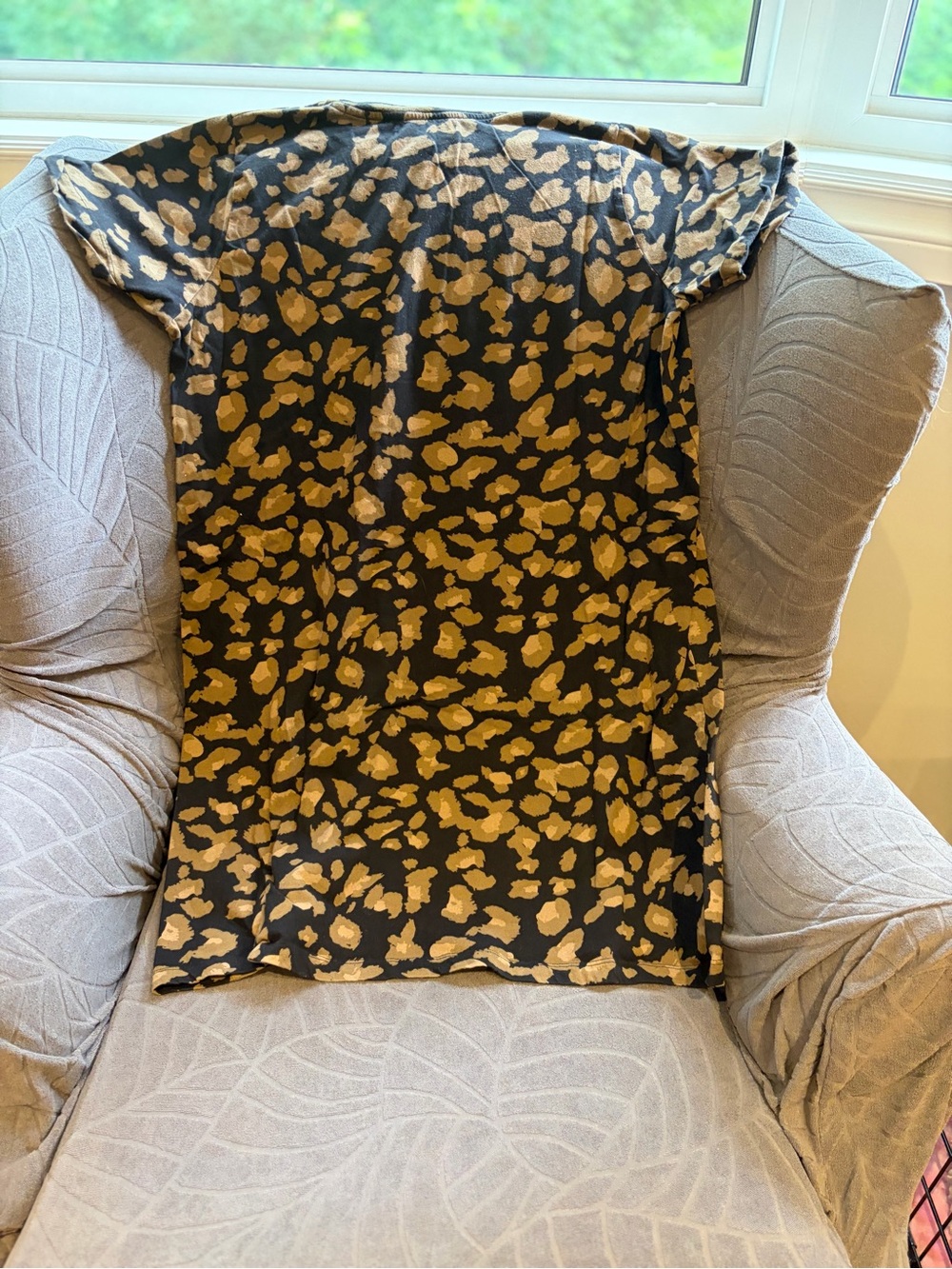 Brunette the Label Leopard Print Tee Dress - Black & Mustard Sz L/XL